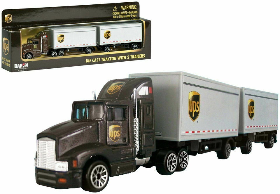 UPS Tractor with 2 Trailers Daron Truck 8.75''
