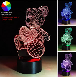 3D LED Table Kid Night Light Lamp 7 Colors - zgood home