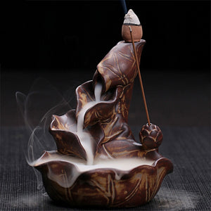 Lotus Fountain Incense Holder Burner Waterfall Backflow Home Décor  for Tea house & 10 Cones Gift - zgood home