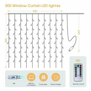 300 LED Curtain Fairy Lights - zgood home