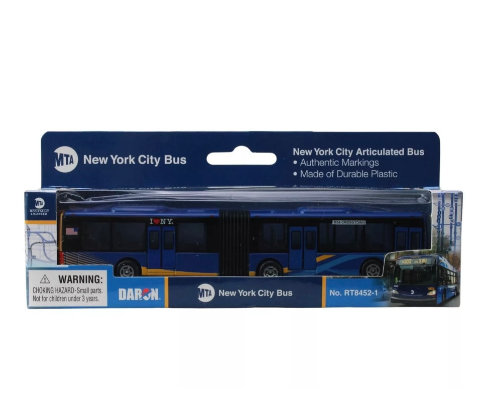 Daron New York City Articulated Bus Diecast Model MTA M34 Crosstown 6", RT8452