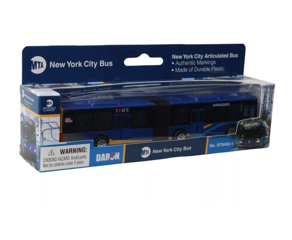 Daron New York City Articulated Bus Diecast Model MTA M34 Crosstown 6", RT8452