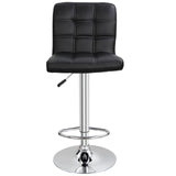 Set of 2 Square PU Leather Adjustable Bar Stools