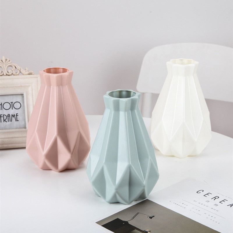 Origami Baskets Vase Imitation Ceramic Plastic Flower Pot Home Decoration Décor - zgood home