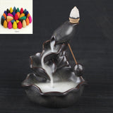 Lotus Fountain Incense Holder Burner Waterfall Backflow Home Décor  for Tea house & 10 Cones Gift - zgood home