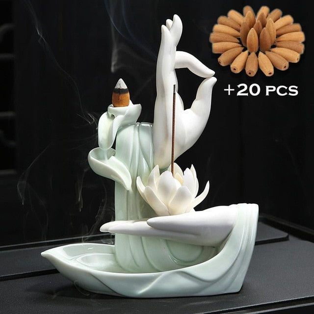 Ceramic Backflow Incense Burner + Free 20 Pcs Incense Cones - zgood home