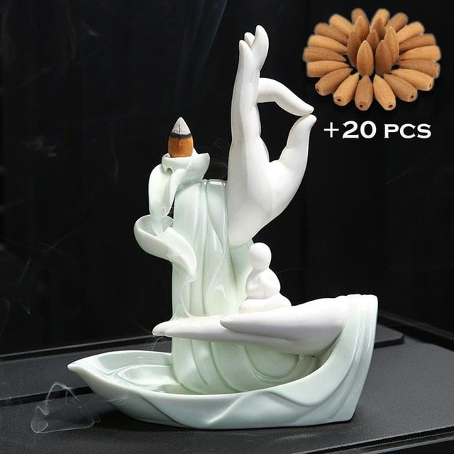 Ceramic Backflow Incense Burner + Free 20 Pcs Incense Cones - zgood home