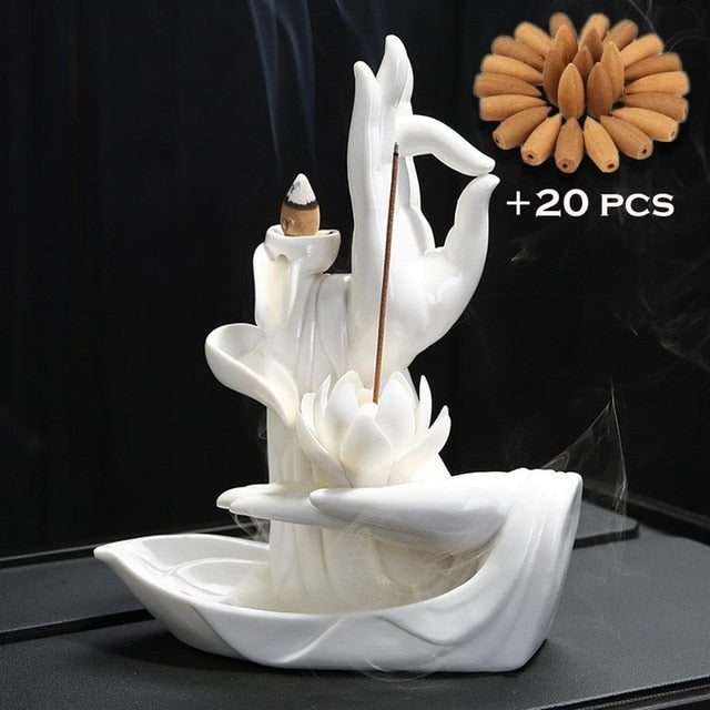 Ceramic Backflow Incense Burner + Free 20 Pcs Incense Cones - zgood home