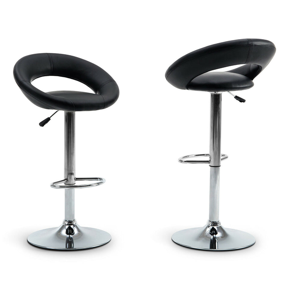 Set of 2 Bar Stool Leather Modern Hydraulic Swivel Dinning Chair Pub Pair Stools - zgood home