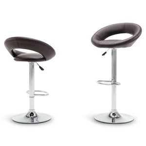 Set of 2 Bar Stool Leather Modern Hydraulic Swivel Dinning Chair Pub Pair Stools - zgood home