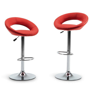 Set of 2 Bar Stool Leather Modern Hydraulic Swivel Dinning Chair Pub Pair Stools - zgood home